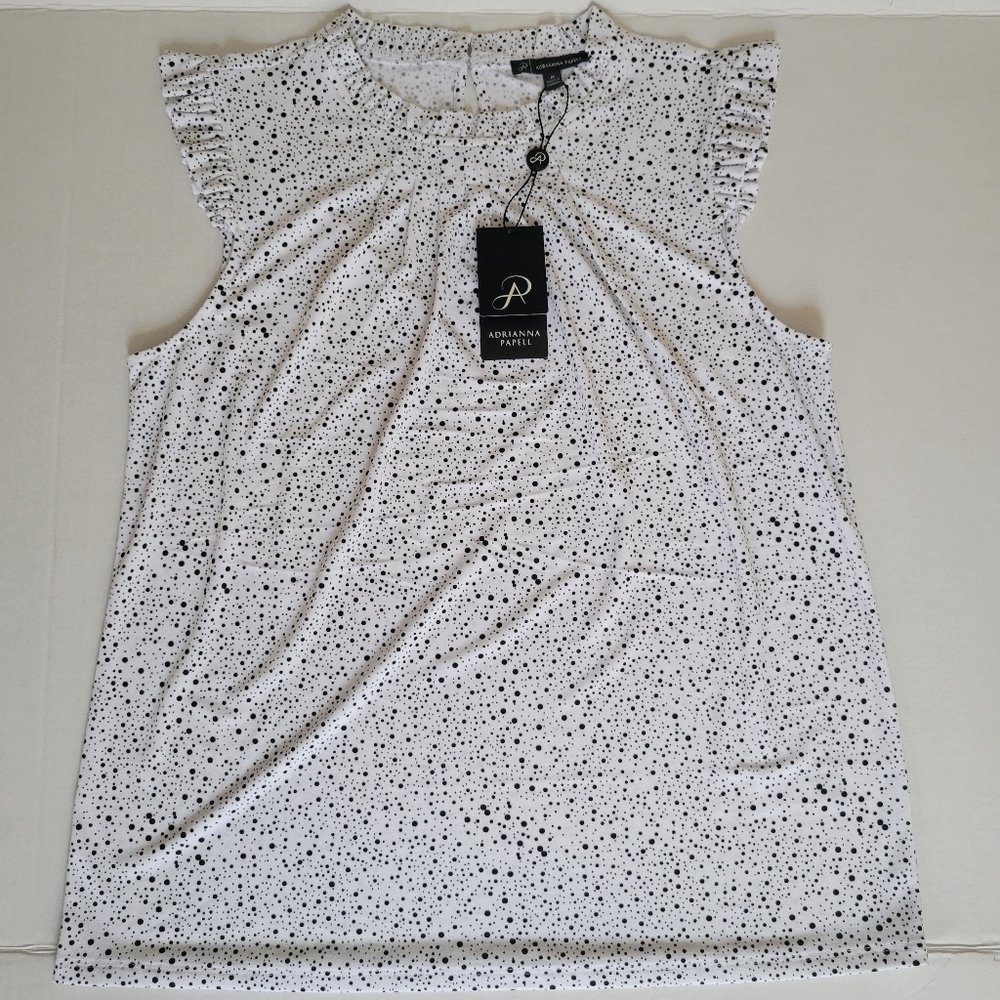 Adrianna Papell Printed Ruffle Neck Top